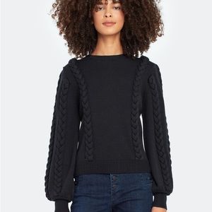 Joie Chasa Braided Sweater - Black - Size Small - Wool Blend - Fast Shipping!